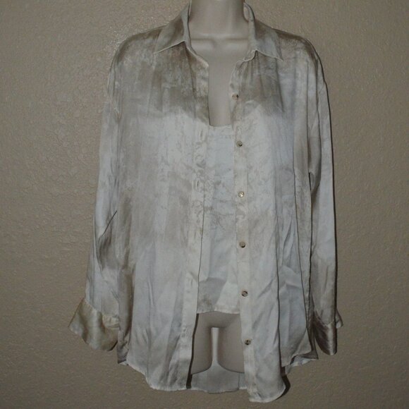 Avant Toi Tops - NWOT $957 Sz XS Avant Toi Marmo Effect Silk Long Sleeve Blouse w/ Camisole